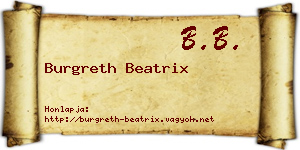 Burgreth Beatrix névjegykártya